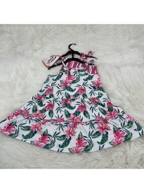 NEW Tommy Bahama Girls 2-Pack Dress 2T Floral Tropical Striped Pink White